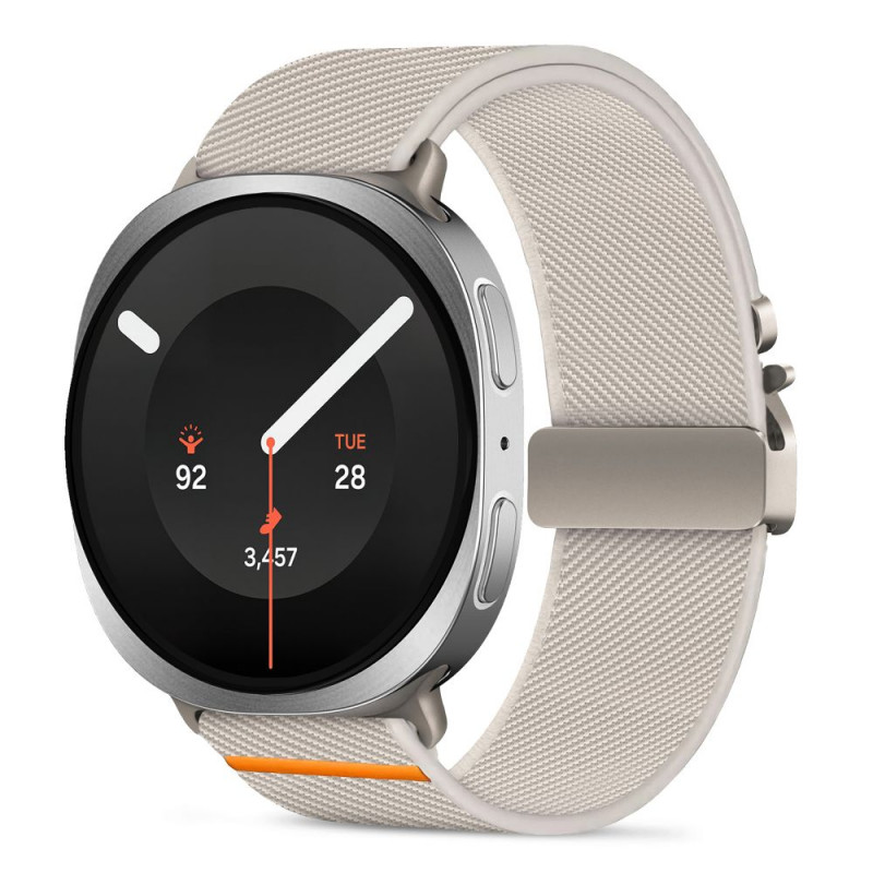 Tech-Protect Nylon Clasp -kellon ranneke, sopii malliin Samsung Galaxy Watch 8 / 9 / Classic 40 / 44 / 46 mm, Starlight
