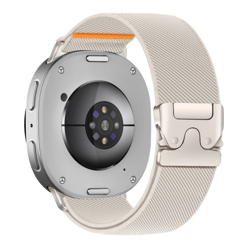 Tech-Protect Nylon Clasp -kellon ranneke, sopii malliin Samsung Galaxy Watch 8 / 9 / Classic 40 / 44 / 46 mm, Starlight
