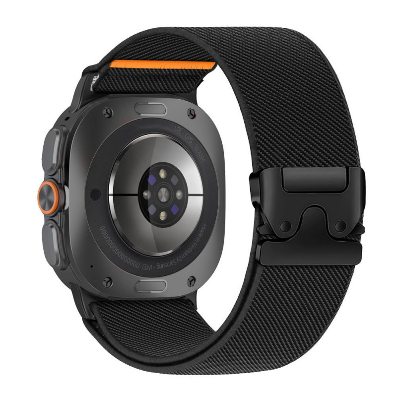 Tech-Protect Nylon Clasp -kellon ranneke, sopii malliin Samsung Galaxy Watch Ultra 1 / 2 2024-2026 47 mm, musta