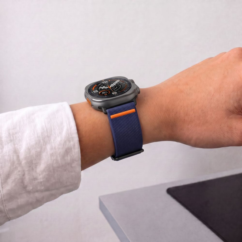 Tech-Protect Nylon Clasp -kellon ranneke, sopii malliin Samsung Galaxy Watch Ultra 1 / 2 2024-2026 47 mm, laivastonsininen