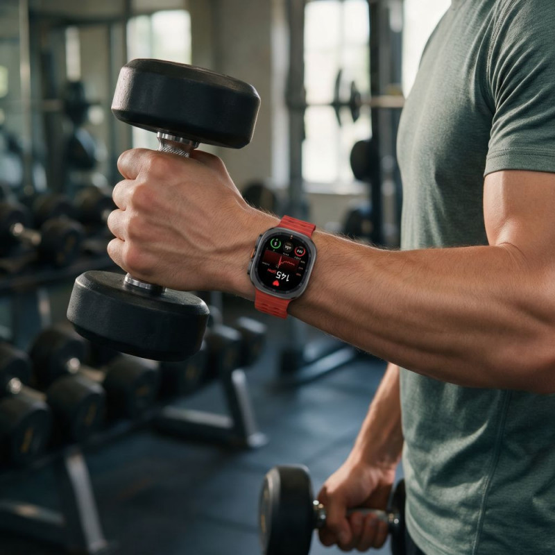 Tech-Protect Iconband Pro -kellon ranneke, sopii malliin Samsung Galaxy Watch Ultra 1 / 2 2024-2026 47 mm, karmiininpunainen