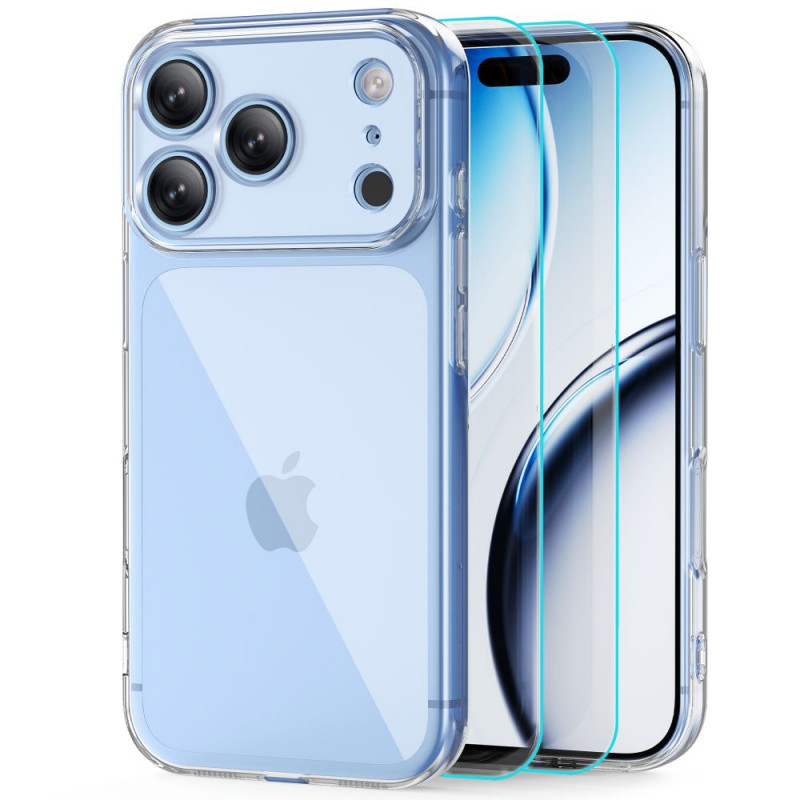Tech-Protect FlexAir + Glass -suojakuori ja karkaistu lasi (2 kpl) puhelimelle Apple iPhone 17 Pro Max / 18 Pro Max, kirkas