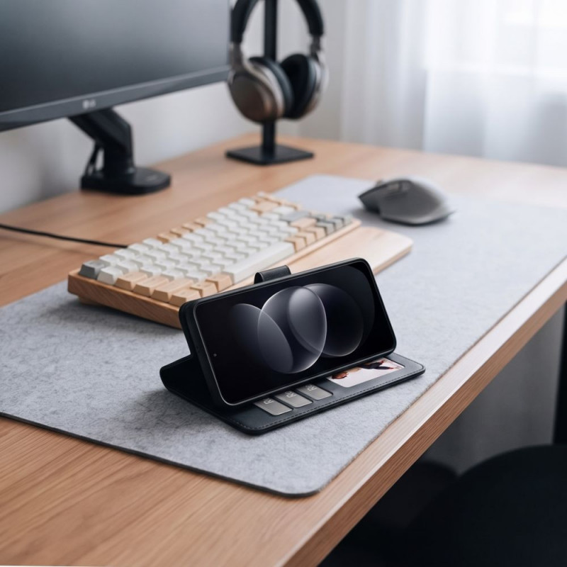 Tech-Protect Wallet -suojakotelo Xiaomi Redmi Note 17 Pro Max 5G, mattamusta