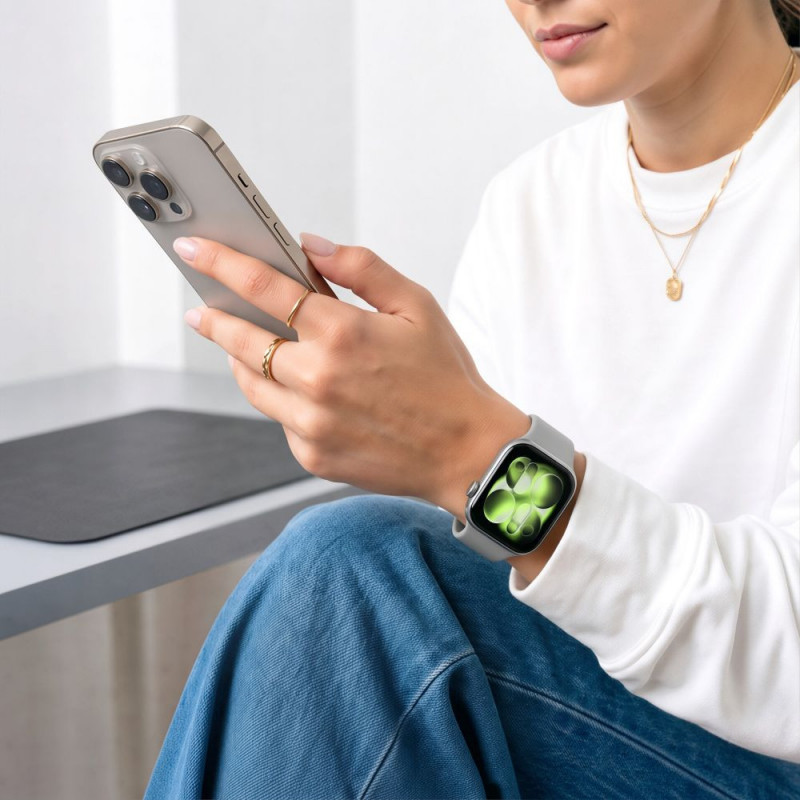 Tech-Protect Silicone -ranneke Apple Watch 8/9/10/11/12/SE 40/41/42 mm, harmaa