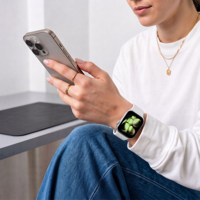 Tech-Protect Silicone -ranneke Apple Watch 8/9/10/11/12/SE 40/41/42 mm, valkoinen