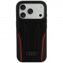 Audi R8 Genuine Leather MagSafe suojakuori aitoa nahkaa iPhone 18 Pro / 17 Pro, musta ja punainen (AUDI000239)