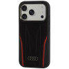 Audi R8 Genuine Leather MagSafe suojakuori aitoa nahkaa iPhone 18 Pro / 17 Pro, musta ja punainen (AUDI000239)