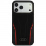 Audi R8 Genuine Leather MagSafe suojakuori aitoa nahkaa iPhone 18 Pro Max / 17 Pro Max, musta ja punainen (AUDI000240)
