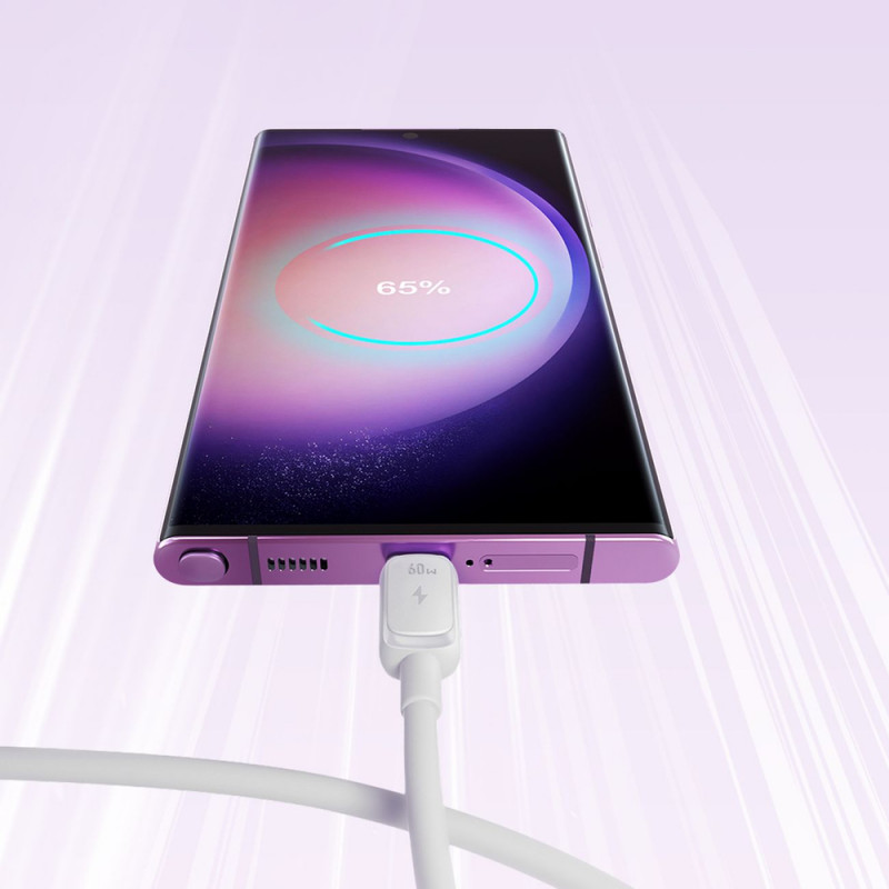 Joyroom S-A14 Multi-Color Series USB-C - USB-C kaapeli, 60 W, 480 Mbps, 1,2 m, valkoinen (S-CC100A141W)