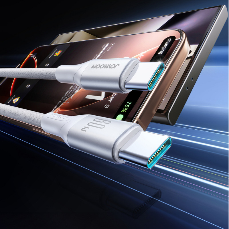 Joyroom Flash Series S-A28 USB-C - USB-C -kaapeli, 60 W, 480 Mbps, 1 m, valkoinen