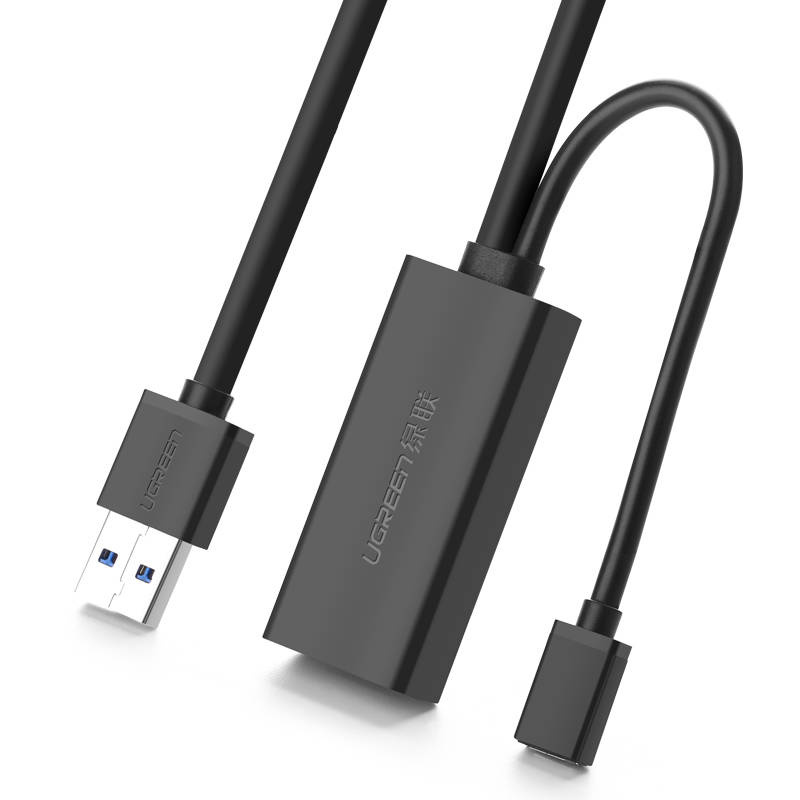 UGREEN US175 USB 3.0 -jatkojohto micro USB -virtaliitännällä, 5 m, musta