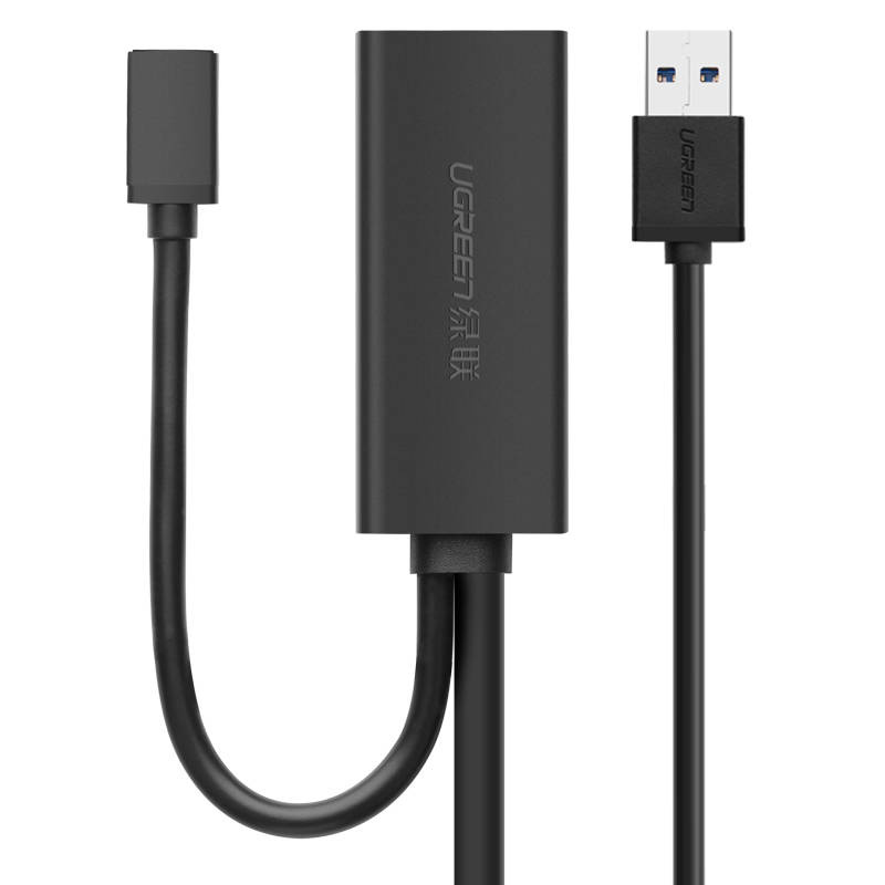 UGREEN US175 USB 3.0 -jatkojohto micro USB -virtaliitännällä, 5 m, musta