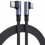 UGREEN US335 70696 kulmallinen USB-C – USB-C -kaapeli, 100 W, 1 m, musta