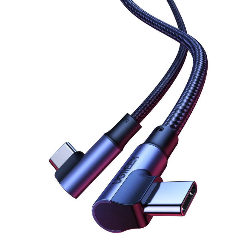 UGREEN US335 70696 kulmallinen USB-C – USB-C -kaapeli, 100 W, 1 m, musta