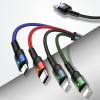 USAMS U26 SJ413USB01 (US-SJ413) 4-in-1 punottu nailonkaapeli, 3 m, 2 A (2x Lightning/microUSB/USB-C)