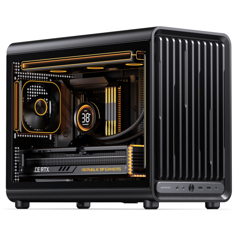Jonsbo D33 STD tietokonekotelo, minikotelo, mATX, karkaistu lasi, musta (D33 STD BLACK)