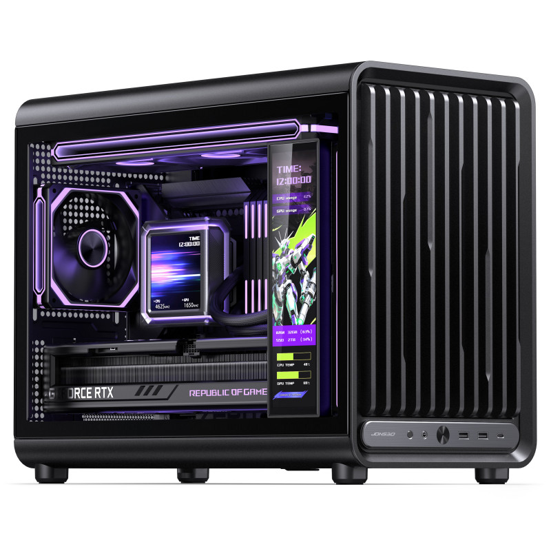 Jonsbo D33 STD tietokonekotelo, minikotelo, mATX, karkaistu lasi, musta (D33 STD BLACK)
