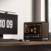 Jonsbo D33 Wood tietokonekotelo, Micro-ATX, mATX, karkaistu lasi, musta, puu