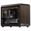 Jonsbo D33 Wood tietokonekotelo, Micro-ATX, mATX, karkaistu lasi, musta, puu