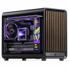Jonsbo D33 Wood tietokonekotelo, Micro-ATX, mATX, karkaistu lasi, musta, puu