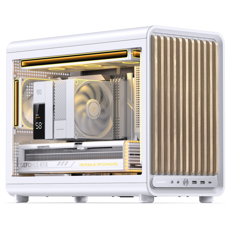 Jonsbo D33 Wood tietokonekotelo, minikotelo, mATX, karkaistu lasi, valkoinen, puu (D33 WD/WHITE)