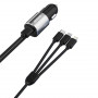 Dudao R5ProN autolaturi sisäänrakennetulla 3-in-1-kaapelilla (Lightning / USB-C / micro USB), 3,4 A, 1 m, musta