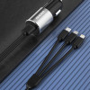 Dudao R5ProN autolaturi sisäänrakennetulla 3-in-1-kaapelilla (Lightning / USB-C / micro USB), 3,4 A, 1 m, musta