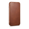 iCarer CE Oil Wax Premium Leather Folio Case magneettinen läppäkotelo iPhone 14 Plus -puhelimelle, MagSafe, ruskea (AKI14220707-BN)