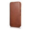 iCarer CE Oil Wax Premium Leather Folio Case magneettinen läppäkotelo iPhone 14 Plus -puhelimelle, MagSafe, ruskea (AKI14220707-BN)