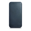 iCarer CE Oil Wax Premium Leather Folio Case magneettinen läppäkotelo iPhone 14 Plus -puhelimelle, MagSafe, sininen (AKI14220707-BU)
