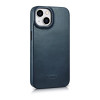 iCarer CE Oil Wax Premium Leather Folio Case magneettinen läppäkotelo iPhone 14 Plus -puhelimelle, MagSafe, sininen (AKI14220707-BU)