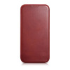 iCarer CE Oil Wax Premium Leather Folio Case magneettinen läppäkotelo iPhone 14 Plus -puhelimelle, MagSafe, punainen (AKI14220707-RD)