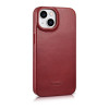 iCarer CE Oil Wax Premium Leather Folio Case magneettinen läppäkotelo iPhone 14 Plus -puhelimelle, MagSafe, punainen (AKI14220707-RD)