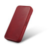 iCarer CE Oil Wax Premium Leather Folio Case magneettinen läppäkotelo iPhone 14 Plus -puhelimelle, MagSafe, punainen (AKI14220707-RD)