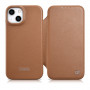iCarer CE Premium Leather Folio Case magneettinen läppäkotelo iPhone 14 Plus -puhelimelle, MagSafe, ruskea (WMI14220715-BN)