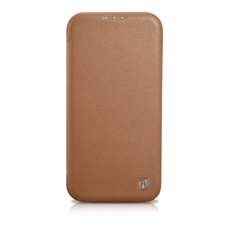 iCarer CE Premium Leather Folio Case magneettinen läppäkotelo iPhone 14 Plus -puhelimelle, MagSafe, ruskea (WMI14220715-BN)
