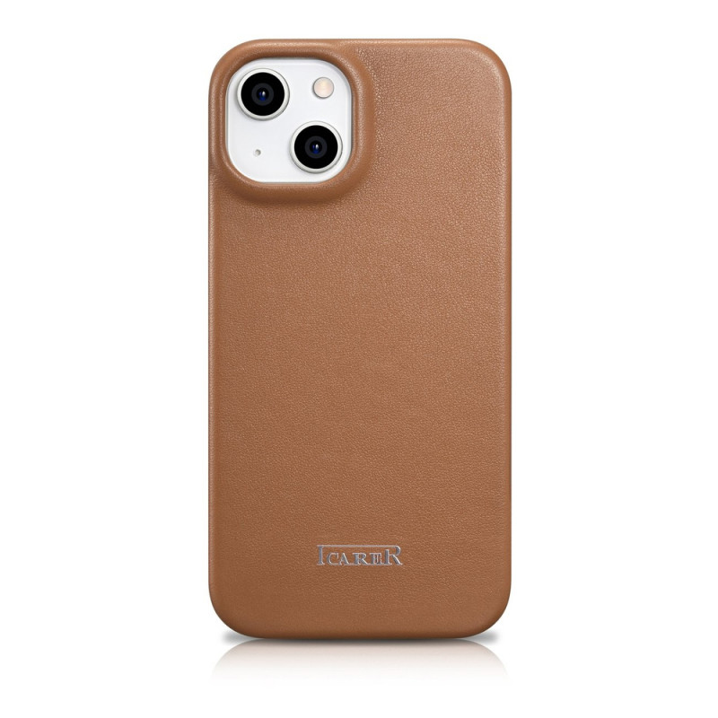 iCarer CE Premium Leather Folio Case magneettinen läppäkotelo iPhone 14 Plus -puhelimelle, MagSafe, ruskea (WMI14220715-BN)