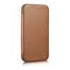iCarer CE Premium Leather Folio Case magneettinen läppäkotelo iPhone 14 Plus -puhelimelle, MagSafe, ruskea (WMI14220715-BN)