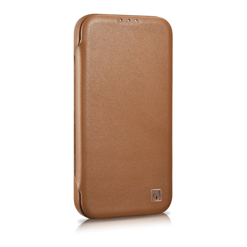 iCarer CE Premium Leather Folio Case magneettinen läppäkotelo iPhone 14 Plus -puhelimelle, MagSafe, ruskea (WMI14220715-BN)