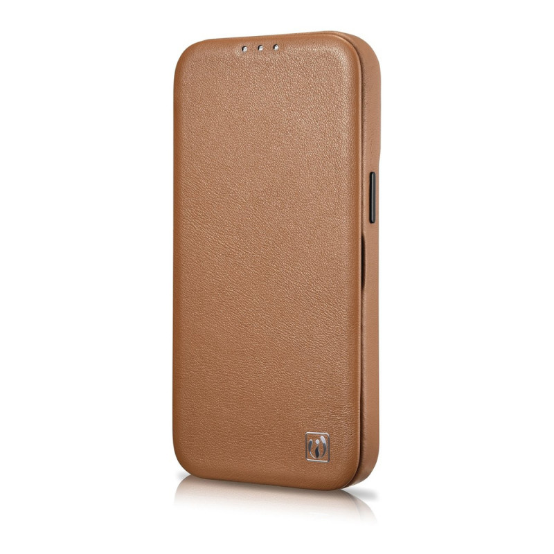 iCarer CE Premium Leather Folio Case magneettinen läppäkotelo iPhone 14 Plus -puhelimelle, MagSafe, ruskea (WMI14220715-BN)