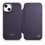 iCarer CE Premium Leather Folio Case magneettinen läppäkotelo iPhone 14 Plus -puhelimelle, MagSafe, tummanvioletti (WMI14220715-DP)