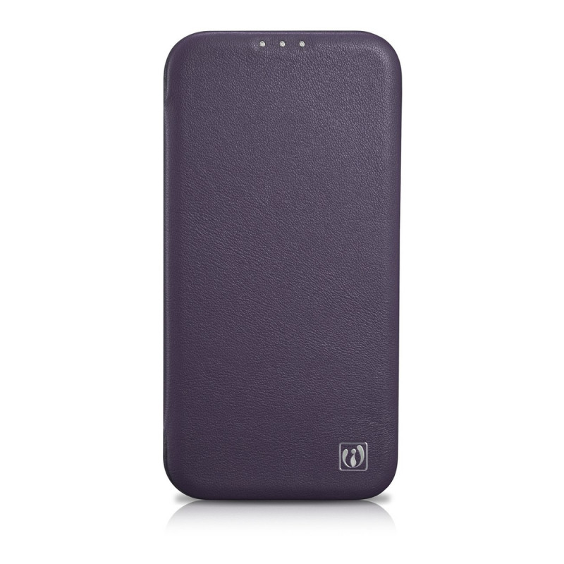iCarer CE Premium Leather Folio Case magneettinen läppäkotelo iPhone 14 Plus -puhelimelle, MagSafe, tummanvioletti (WMI14220715-DP)