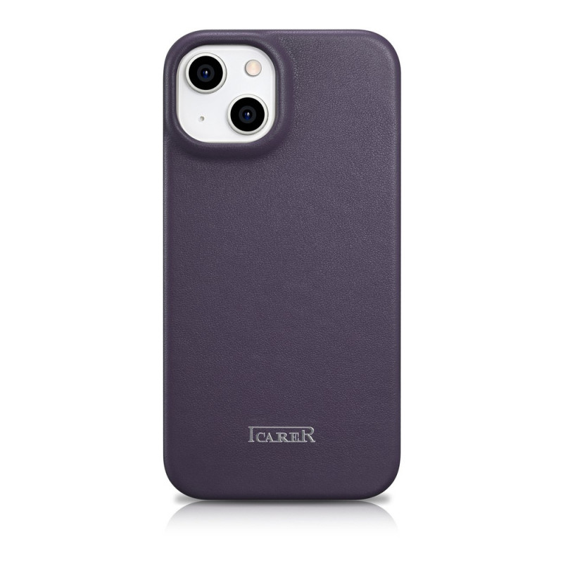 iCarer CE Premium Leather Folio Case magneettinen läppäkotelo iPhone 14 Plus -puhelimelle, MagSafe, tummanvioletti (WMI14220715-DP)