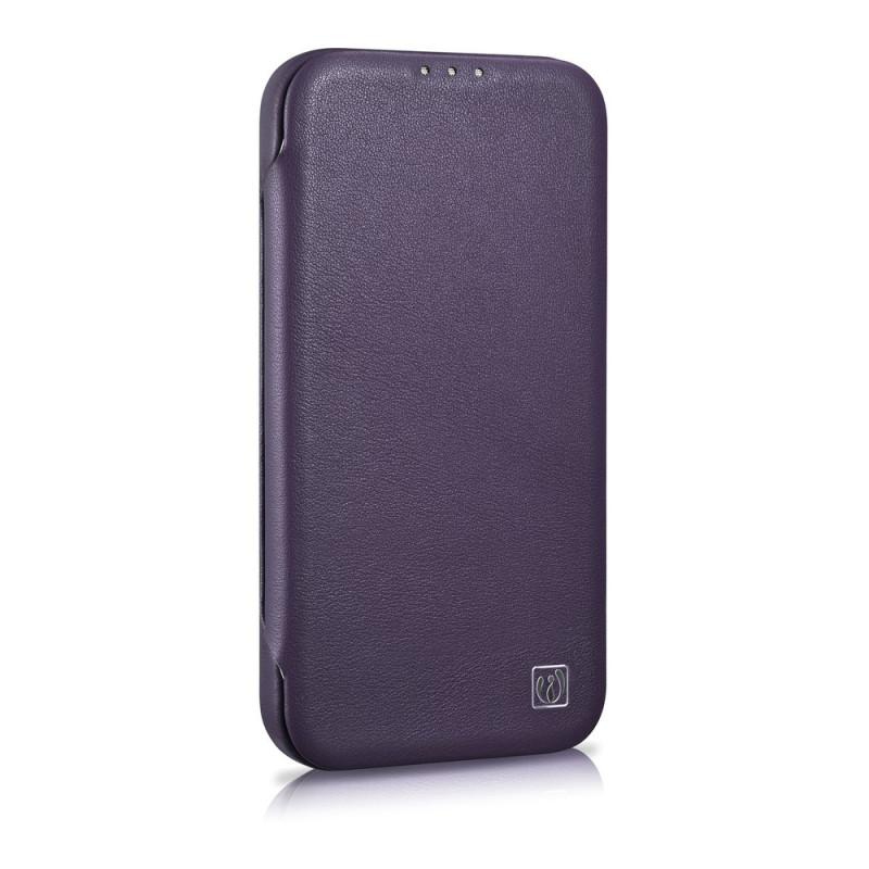 iCarer CE Premium Leather Folio Case magneettinen läppäkotelo iPhone 14 Plus -puhelimelle, MagSafe, tummanvioletti (WMI14220715-DP)