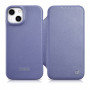 iCarer CE Premium Leather Folio Case nahkakotelo Apple iPhone 14 Plus / 15 Plus -puhelimille, MagSafe, vaaleanvioletti (ICR413)