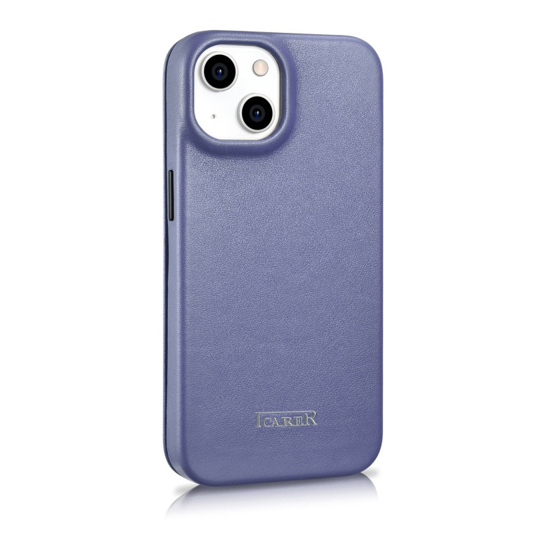 iCarer CE Premium Leather Folio Case nahkakotelo Apple iPhone 14 Plus / 15 Plus -puhelimille, MagSafe, vaaleanvioletti (ICR413)