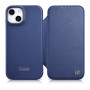 iCarer CE Premium Leather Folio Case magneettinen läppäkotelo iPhone 14 Plus -puhelimelle, MagSafe, sininen (WMI14220715-BU)