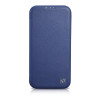 iCarer CE Premium Leather Folio Case magneettinen läppäkotelo iPhone 14 Plus -puhelimelle, MagSafe, sininen (WMI14220715-BU)