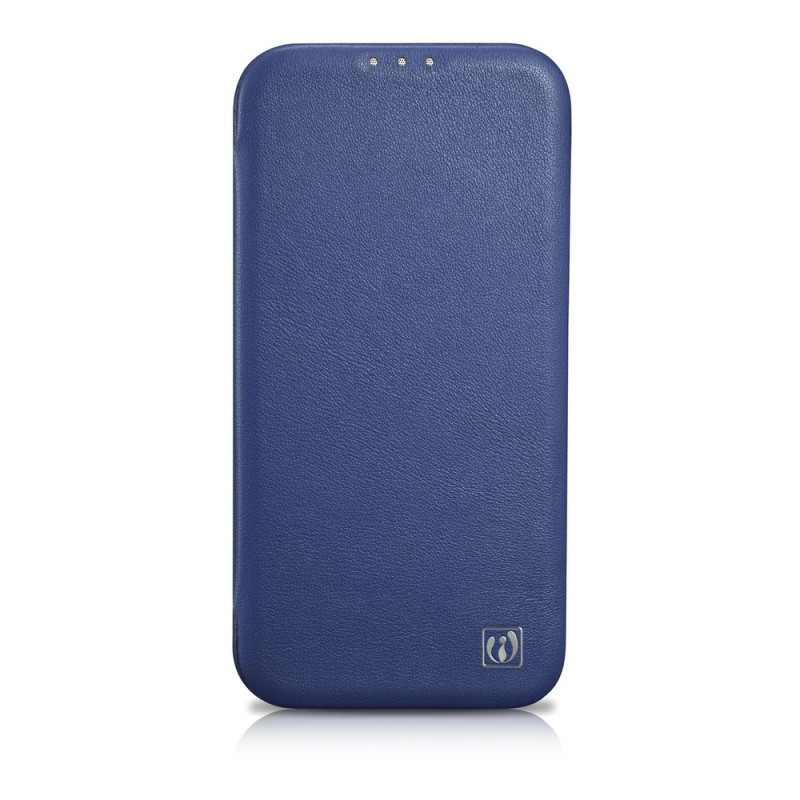 iCarer CE Premium Leather Folio Case magneettinen läppäkotelo iPhone 14 Plus -puhelimelle, MagSafe, sininen (WMI14220715-BU)
