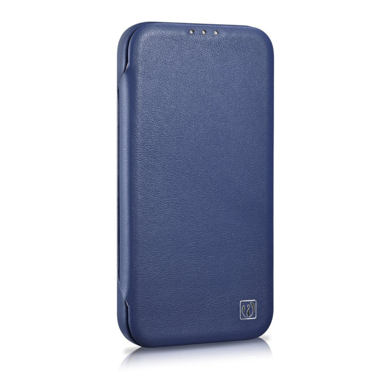 iCarer CE Premium Leather Folio Case magneettinen läppäkotelo iPhone 14 Plus -puhelimelle, MagSafe, sininen (WMI14220715-BU)